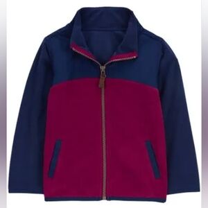NWT 3T Carter's Toddler Zip-Up Fleece Jacket Coat Red/Navy Maroon Burgundy
